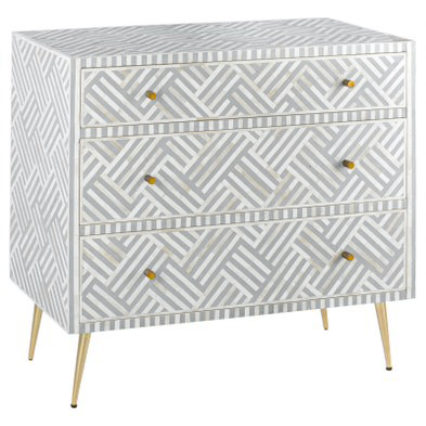 Комод инкрустация костью Gray Indian Bone Inlay 3 drawer Серый Белый Серый Комод инкрустация костью Gray Indian Bone Inlay 3 drawer Серый Белый Серый в Орле | Loft Concept