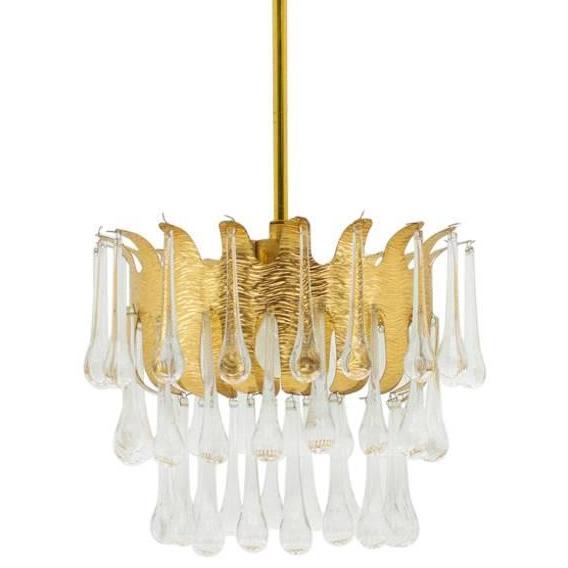 Люстра Ernst Palme Glass and Gilded Brass Chandelier Золотой Люстра Ernst Palme Glass and Gilded Brass Chandelier Золотой в Орле | Loft Concept