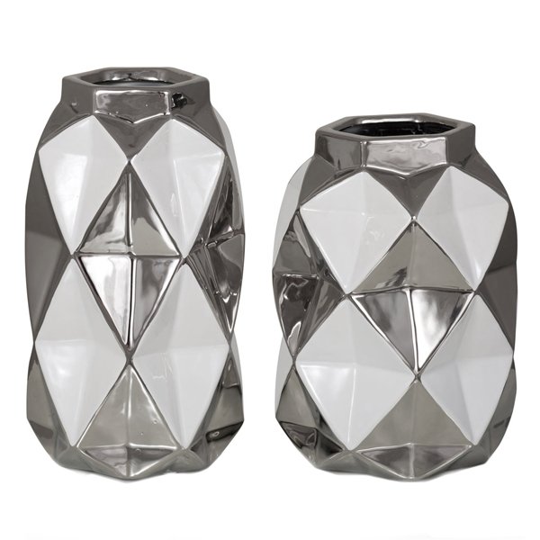 Ваза Origami Silver Серебряный Белый Ваза Origami Silver Серебряный Белый в Орле | Loft Concept