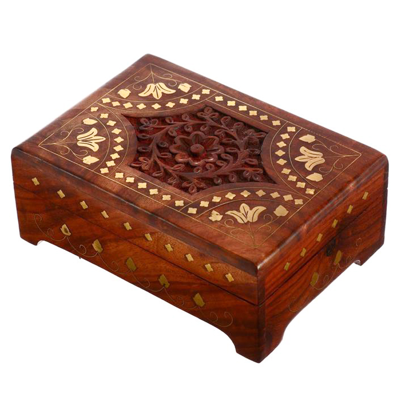 Шкатулка Fulari Indian Inlay Box Коричневый Шкатулка Fulari Indian Inlay Box Коричневый в Орле | Loft Concept