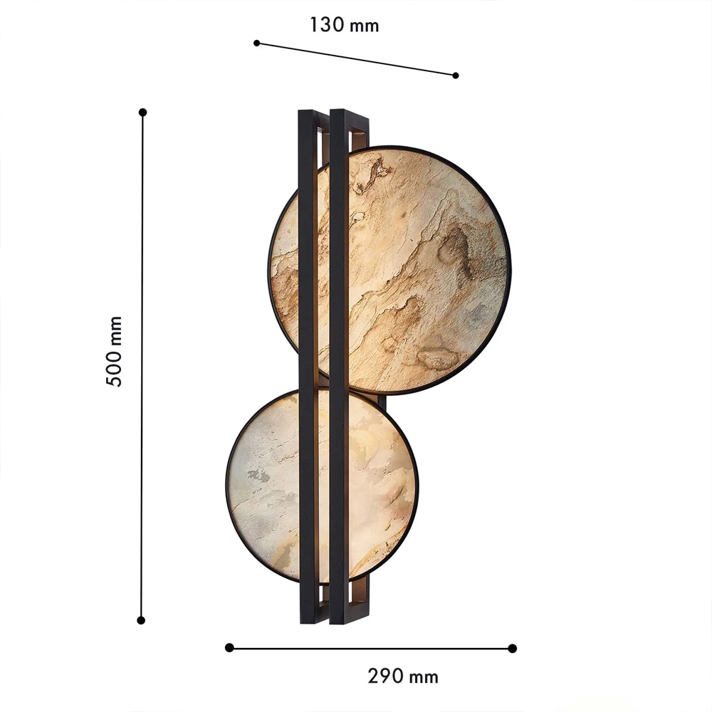 Бра из двух каменных дисков в металлической раме Constellation в Орле
