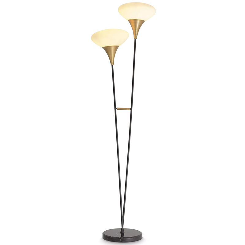 Торшер Eichholtz Floor Lamp Duco Латунь Белый Черный Черный Мрамор Nero Торшер Eichholtz Floor Lamp Duco Латунь Белый Черный Черный Мрамор Nero в Орле | Loft Concept