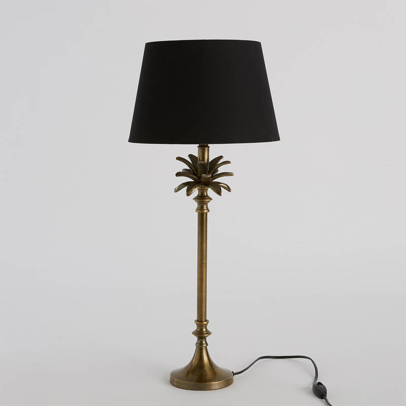 Настольная лампа Palm Black Lampshade Латунь Настольная лампа Palm Black Lampshade Латунь в Орле | Loft Concept