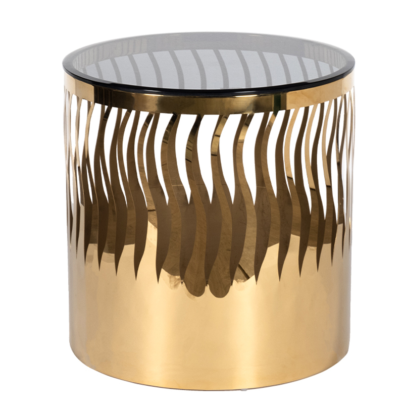 Приставной стол Emerson Side Table Глянцевое золото Стекло Смок Приставной стол Emerson Side Table Глянцевое золото Стекло Смок в Орле | Loft Concept