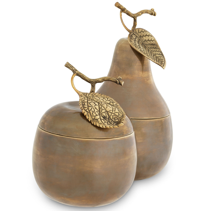 Комплект шкатулок Eichholtz Box Apple & Pear set of 2 brass Винтажная латунь в Орле | Loft Concept 