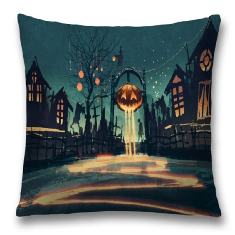 Подушка Halloween Alleyway Черный Синий Оранжевый Подушка Halloween Alleyway Черный Синий Оранжевый в Орле | Loft Concept