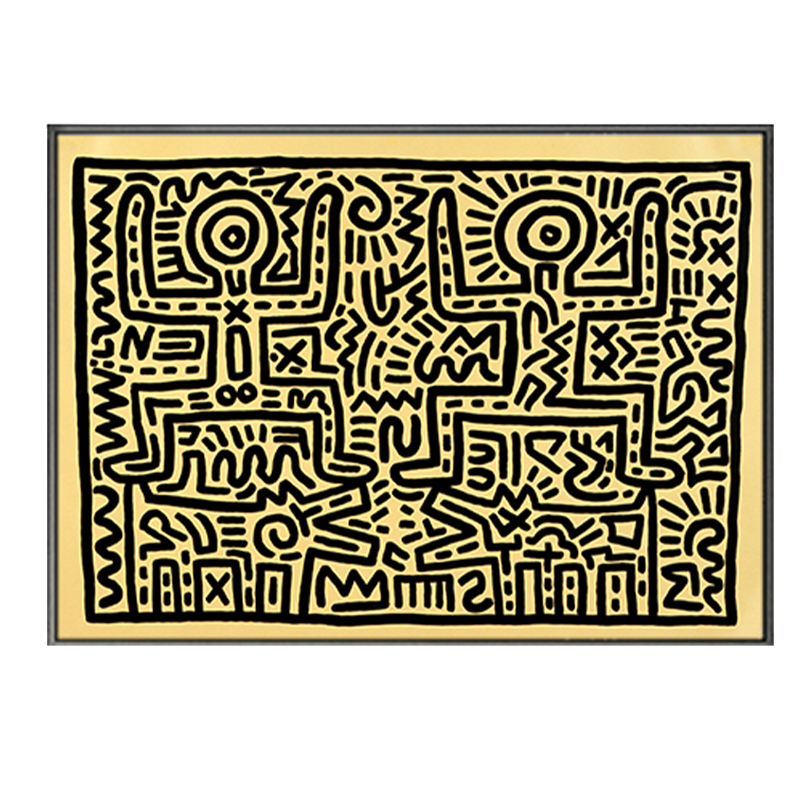 Постер Keith Haring 8 Черный Бежевый Постер Keith Haring 8 Черный Бежевый в Орле | Loft Concept