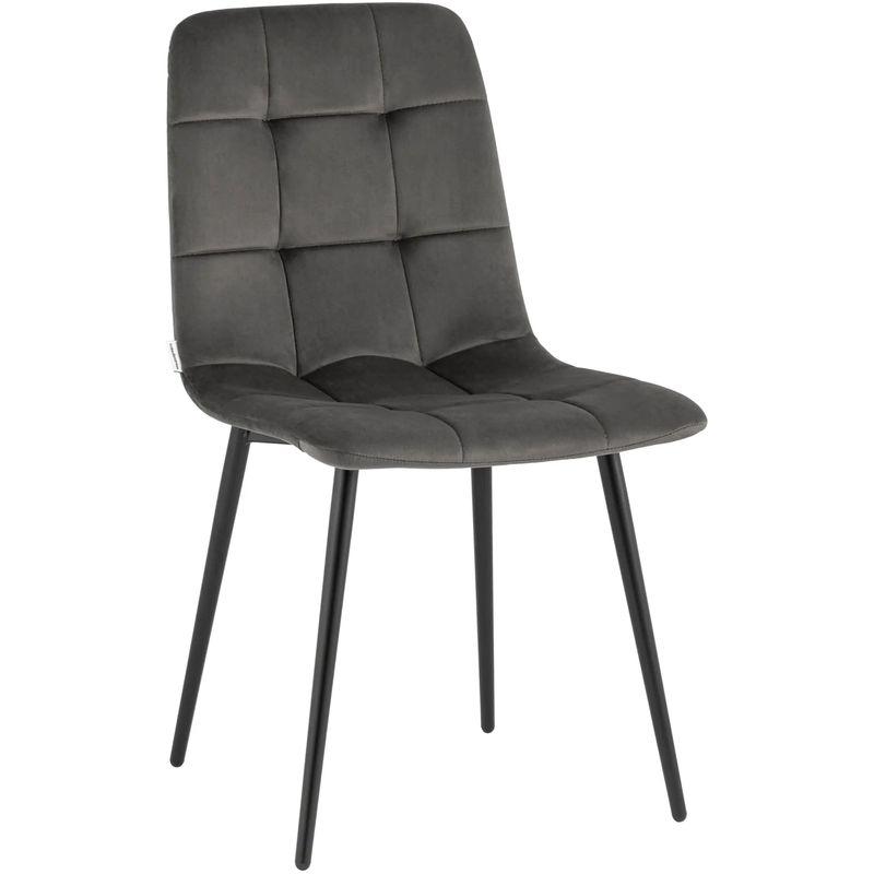 Стул NANCY Chair Темно-Серый Велюр Серый Черный Стул NANCY Chair Темно-Серый Велюр Серый Черный в Орле | Loft Concept