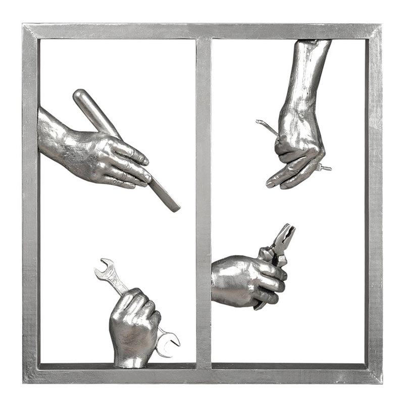 Панно Hands With Tool Серебряный Панно Hands With Tool Серебряный в Орле | Loft Concept