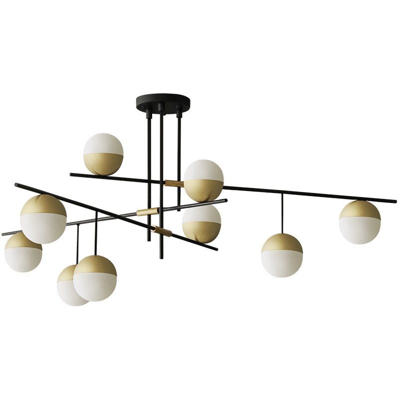 Люстра Balls white & brass 9 Белый Черный Латунь Люстра Balls white & brass 9 Белый Черный Латунь в Орле | Loft Concept