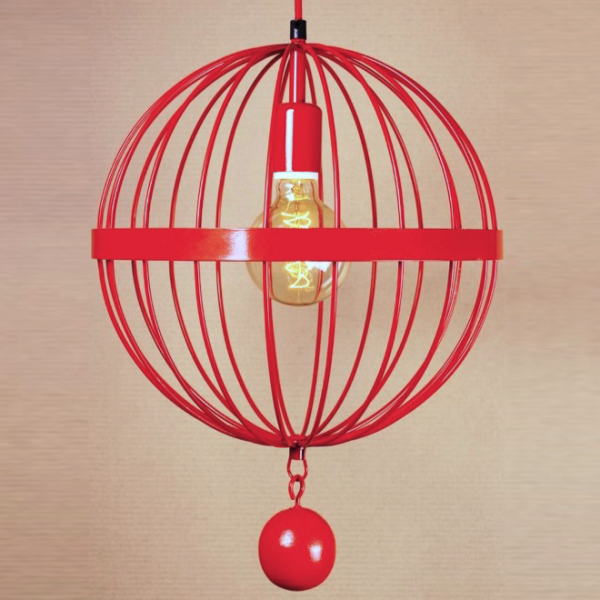 Подвесной светильник Wire Cage Pendant Spher Red Красный Подвесной светильник Wire Cage Pendant Spher Red Красный в Орле | Loft Concept