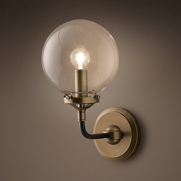 Бра Bistro Globe Clear Glass Single Sconce Brass Бра Bistro Globe Clear Glass Single Sconce Brass в Орле | Loft Concept