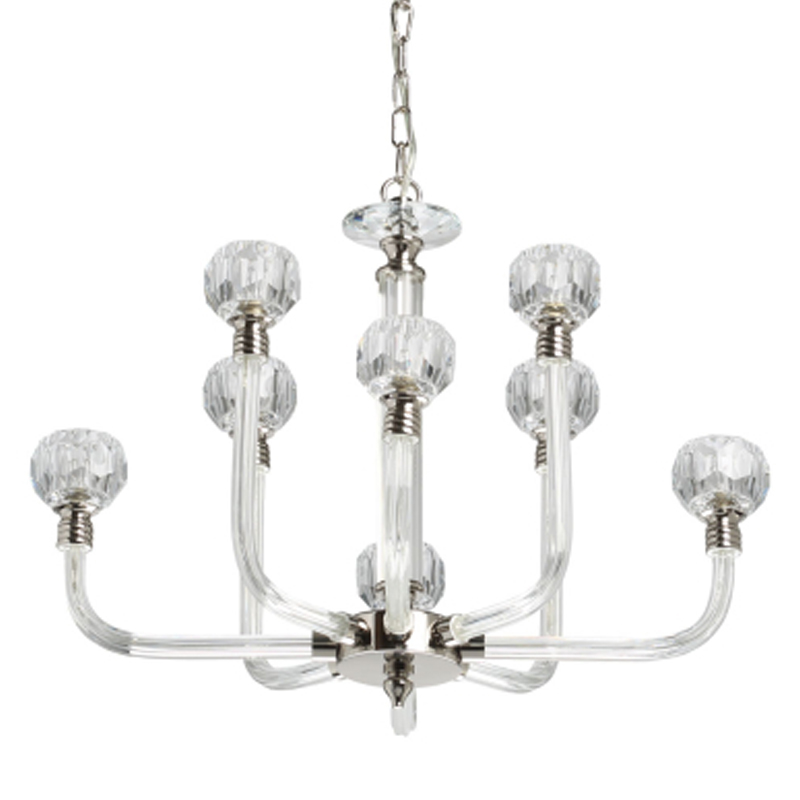 Люстра с 8-ю лампами и гранеными стеклянными плафонами Prism Gala Серый Прозрачный в Орле | Loft Concept 