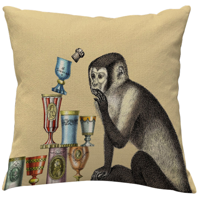 Декоративная подушка Fornasetti Aperitivo 2 Бежевый Серый Мульти Декоративная подушка Fornasetti Aperitivo 2 Бежевый Серый Мульти в Орле | Loft Concept