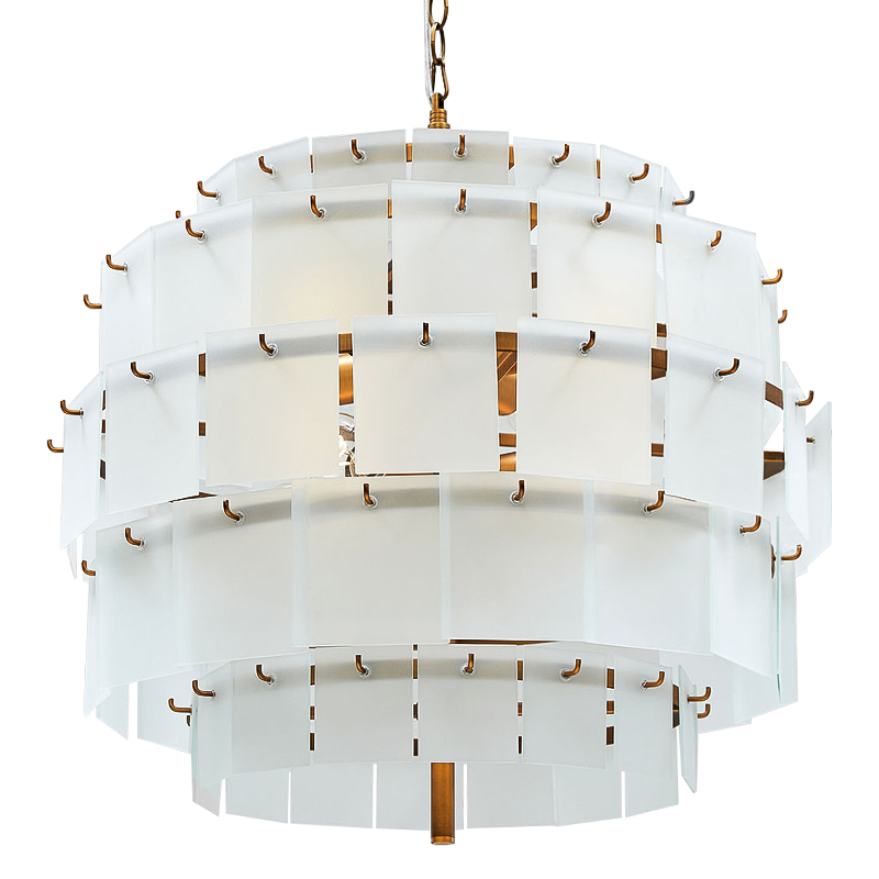 Люстра Glass Square Plates Chandelier Медь Белый в Орле | Loft Concept 
