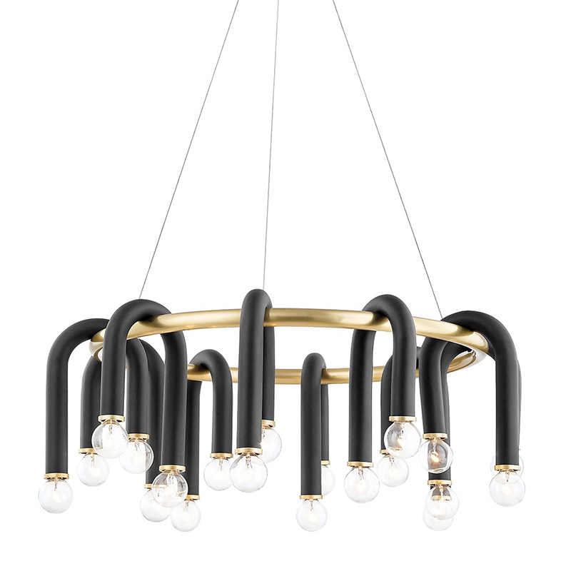 Люстра Paulson floppy chandelier round gold Черный Золотой Люстра Paulson floppy chandelier round gold Черный Золотой в Орле | Loft Concept