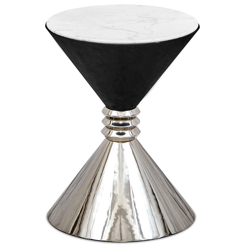 Приставной стол Hourglass side table Никель Черный Белый в Орле | Loft Concept 