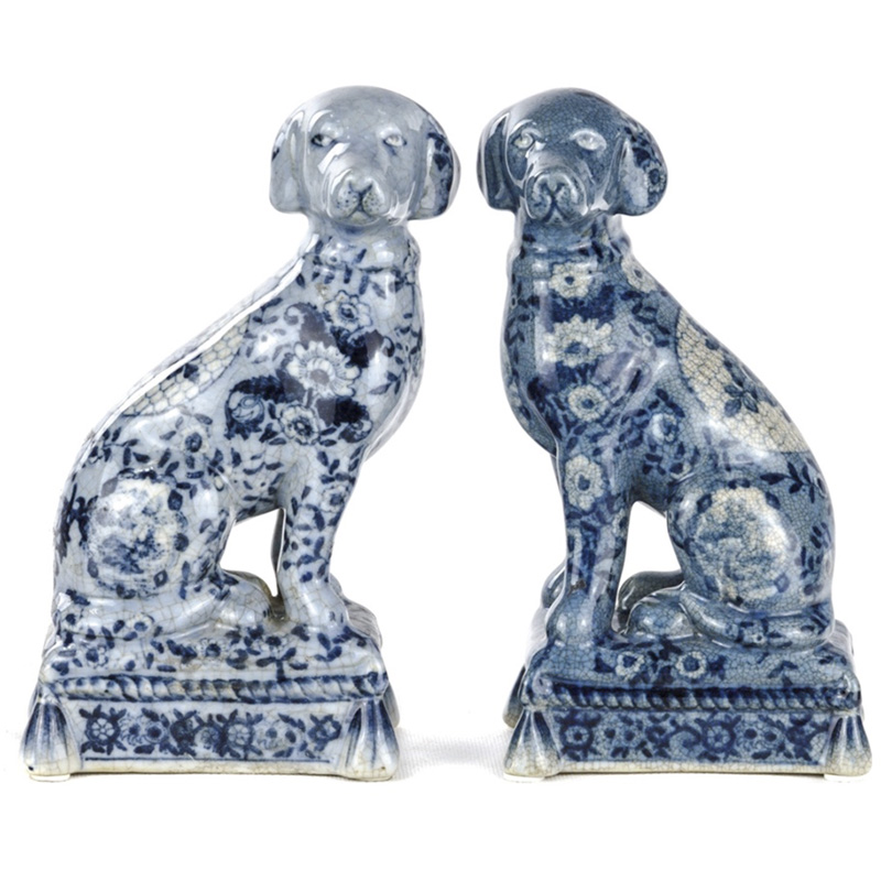 Статуэтки Oriental Blue & White Ornament Dogs набор из 2-х штук Белый Синий Статуэтки Oriental Blue & White Ornament Dogs набор из 2-х штук Белый Синий в Орле | Loft Concept