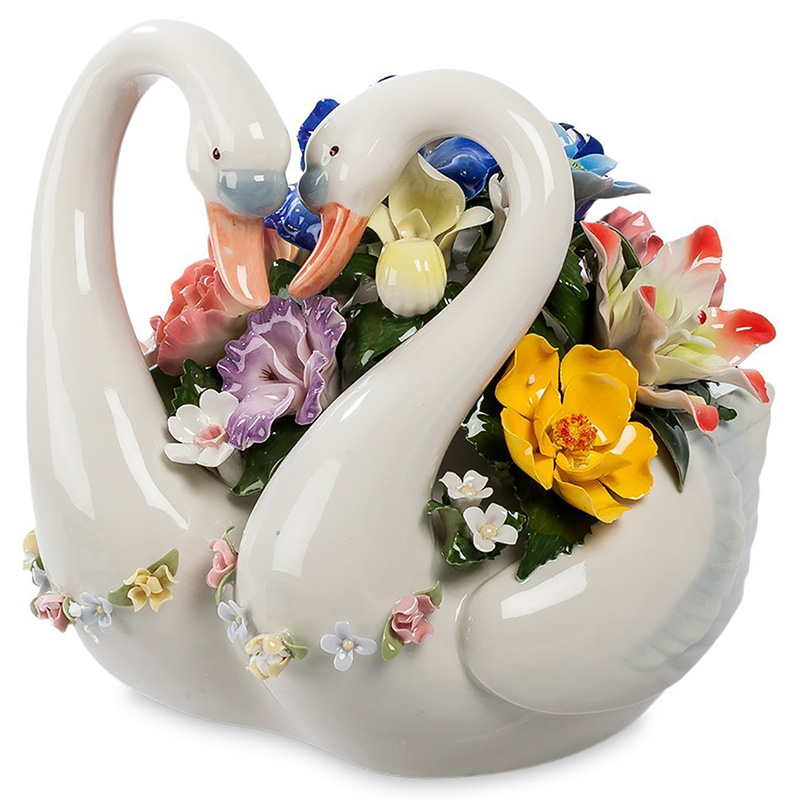 Статуэтка фарфоровая Лебеди с цветами Charming Statuette Белый Красный Голубой Желтый Сиреневый Розовый Статуэтка фарфоровая Лебеди с цветами Charming Statuette Белый Красный Голубой Желтый Сиреневый Розовый в Орле | Loft Concept