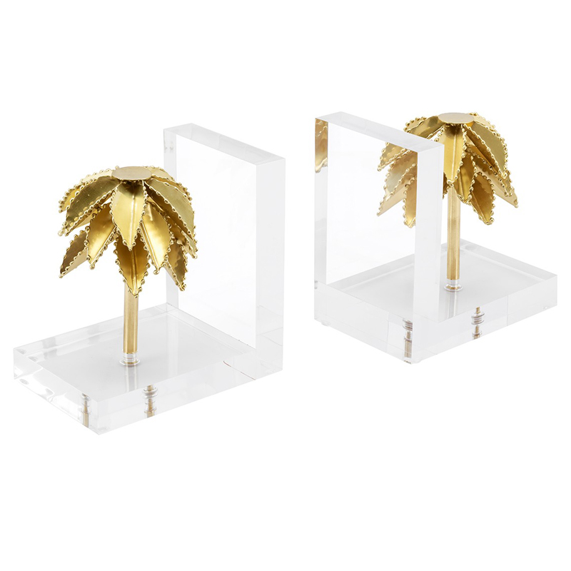 Держатель для книг BOOKEND PALMERY SET 2PCS Прозрачный Латунь Держатель для книг BOOKEND PALMERY SET 2PCS Прозрачный Латунь в Орле | Loft Concept