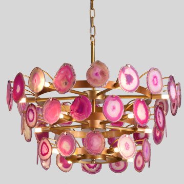 Люстра Agate Burst Chandelier 3 Round pink Розовый пастельный Золотой Люстра Agate Burst Chandelier 3 Round pink Розовый пастельный Золотой в Орле | Loft Concept