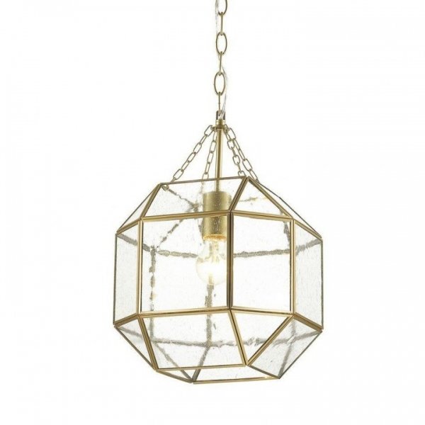 Подвесной светильник Glass & Metal Cage Pendant Gold Глянцевое золото в Орле | Loft Concept 