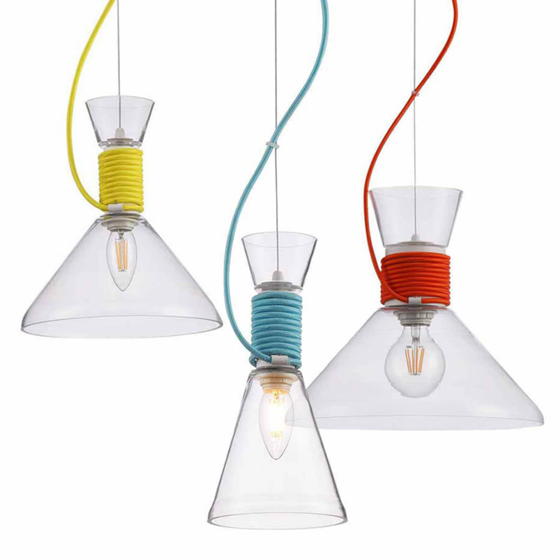 Подвесной Светильник Lamp With Multi-Colored Ropes Прозрачное Стекло Желтый Красный Голубой Подвесной Светильник Lamp With Multi-Colored Ropes Прозрачное Стекло Желтый Красный Голубой в Орле | Loft Concept