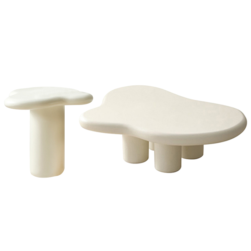 Комплект кофейных столиков Aine Curved Coffee Tables Молочный Черный Комплект кофейных столиков Aine Curved Coffee Tables Молочный Черный в Орле | Loft Concept