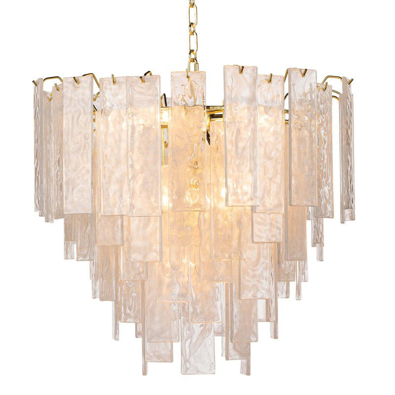 Люстра Textured Glass Chandelier Rectangular Pendants Золотой Прозрачный (Transparent) Люстра Textured Glass Chandelier Rectangular Pendants Золотой Прозрачный (Transparent) в Орле | Loft Concept