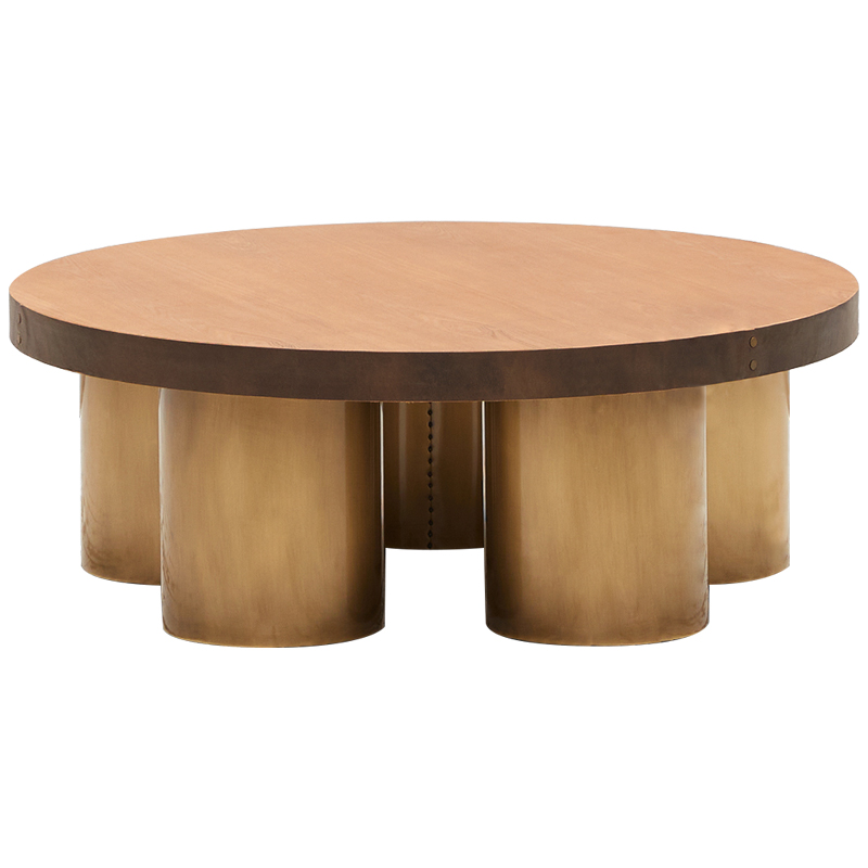 Круглый кофейный стол Stokes Coffee Table Латунь Коричневый Древесина Круглый кофейный стол Stokes Coffee Table Латунь Коричневый Древесина в Орле | Loft Concept