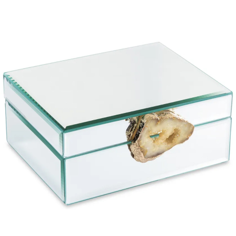 Шкатулка Glass Agate Box Зеркало Бежевый Шкатулка Glass Agate Box Зеркало Бежевый в Орле | Loft Concept