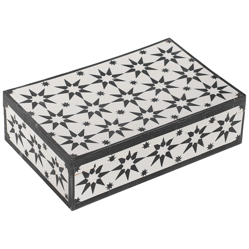Шкатулка Stars Bone Inlay Черно-белый Шкатулка Stars Bone Inlay Черно-белый в Орле | Loft Concept