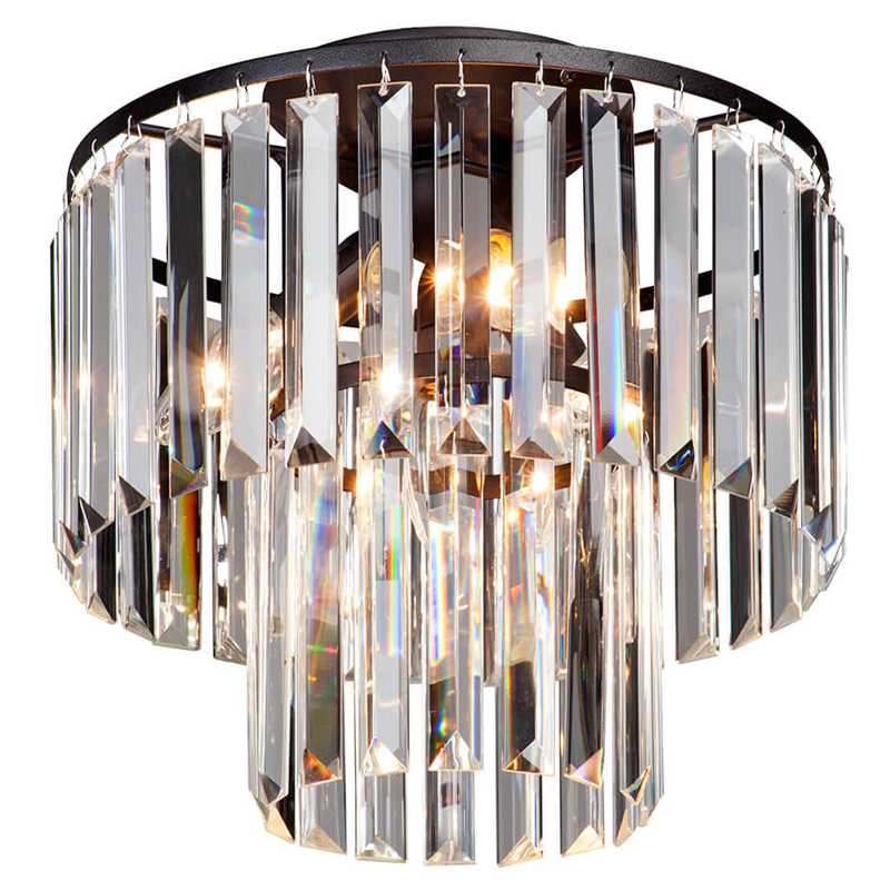 Потолочный светильник ODEON CLEAR GLASS 2-TIER диаметр 31 см Черный Прозрачное Стекло Потолочный светильник ODEON CLEAR GLASS 2-TIER диаметр 31 см Черный Прозрачное Стекло в Орле | Loft Concept