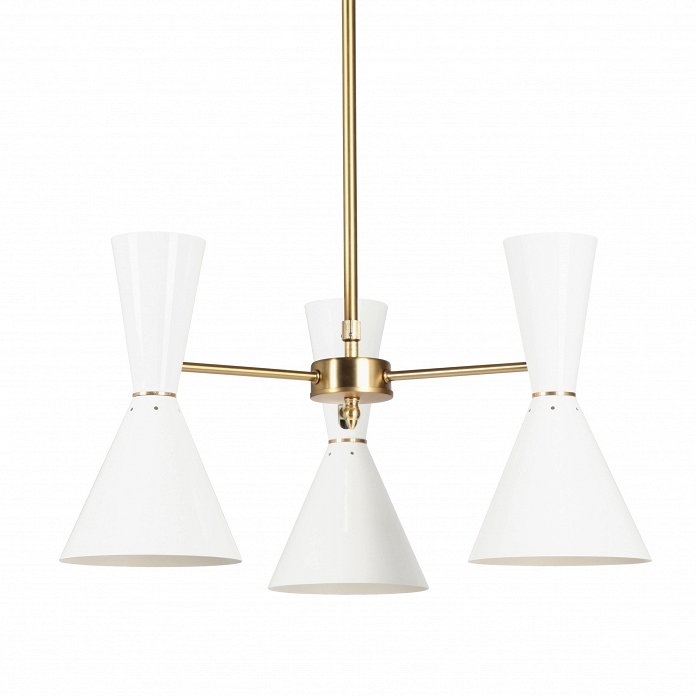Люстра CAIRO Chandelier 3 Arm White Белый Латунь Люстра CAIRO Chandelier 3 Arm White Белый Латунь в Орле | Loft Concept