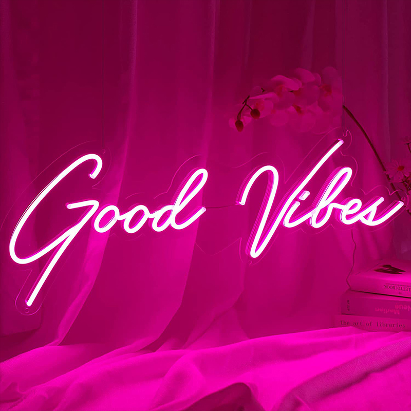 Неоновая настенная лампа Good Vibes Neon Wall Lamp Прозрачный Розовый в Орле | Loft Concept 