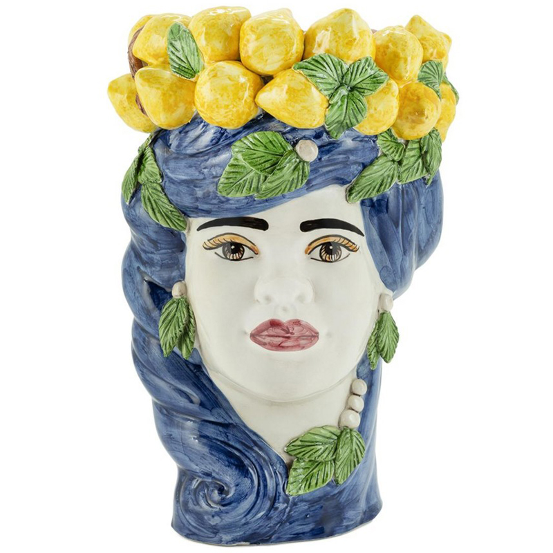 Ваза Vase Lemon Head Lady Blue Синий Желтый Зеленый Мульти в Орле | Loft Concept 