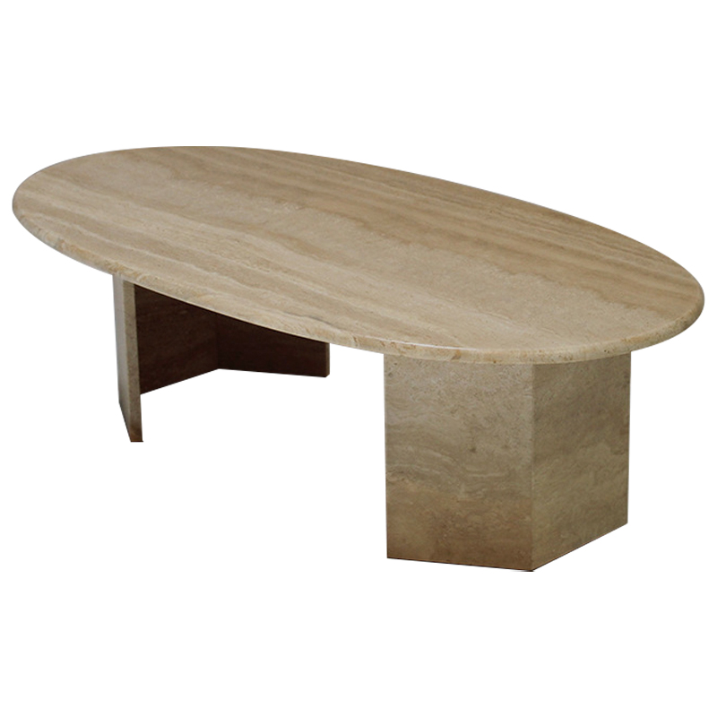 Кофейный стол Oval Travertine Coffee Table Коричневый Кофейный стол Oval Travertine Coffee Table Коричневый в Орле | Loft Concept