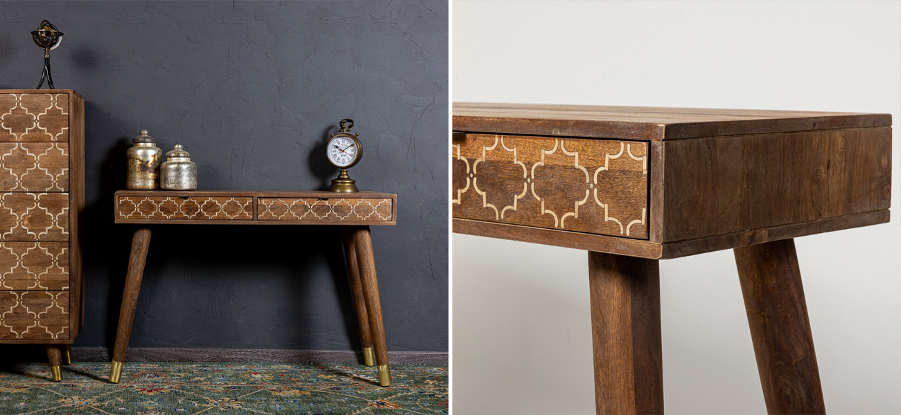 Консоль из натурального дерева Bone Inlay - фото №2