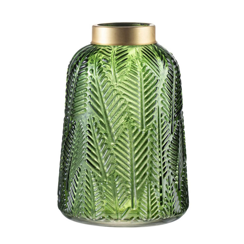 Ваза Green Vase Golden Throat high Золотой Прозрачный зеленый Ваза Green Vase Golden Throat high Золотой Прозрачный зеленый в Орле | Loft Concept