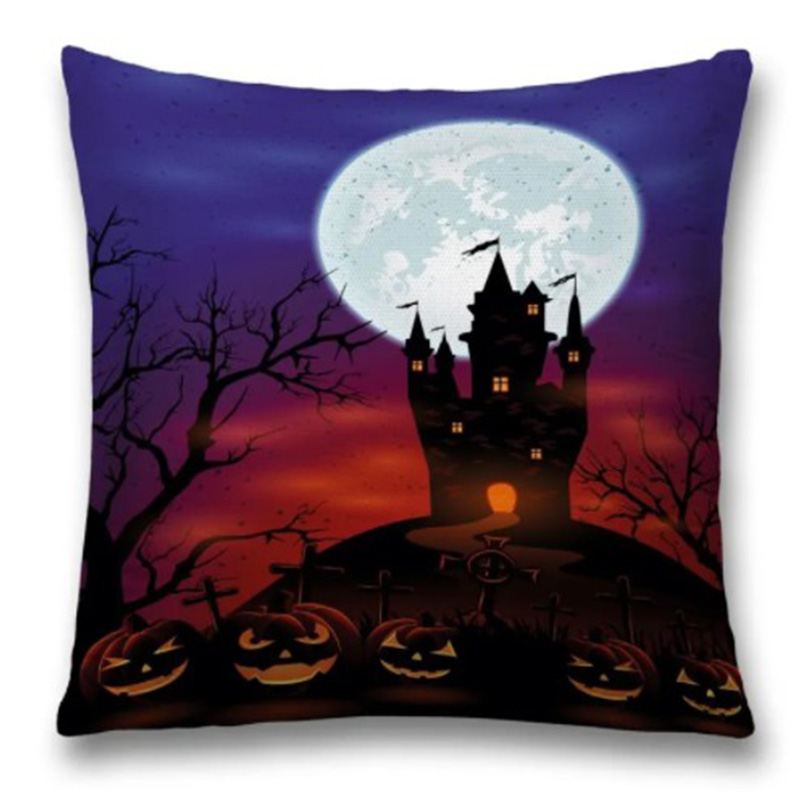 Подушка Halloween Castle Синий Черный Красный Подушка Halloween Castle Синий Черный Красный в Орле | Loft Concept