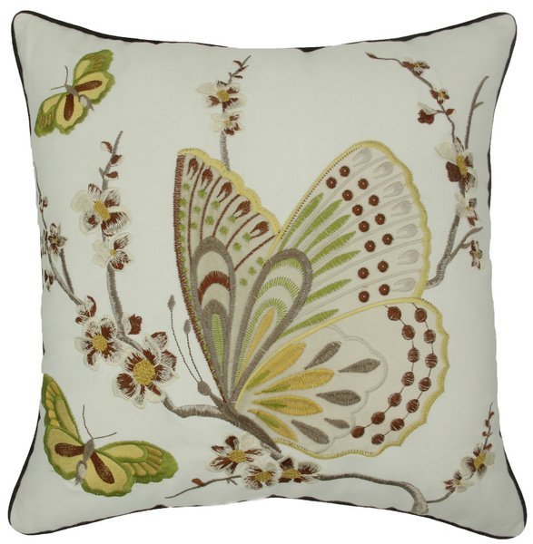 Декоративная подушка Вышивка butterfly Желтый ivory ( слоновая кость ) Декоративная подушка Вышивка butterfly Желтый ivory ( слоновая кость ) в Орле | Loft Concept