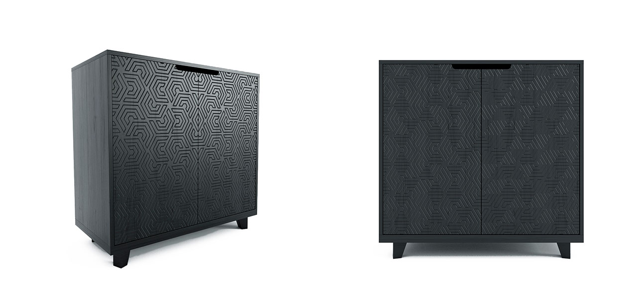 Комод черный с орнаментом Brian - фото