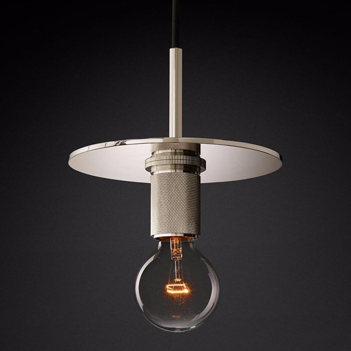 Подвесной светильник RH Utilitaire Disk Shade Pendant Silver Никель Прозрачное Стекло Подвесной светильник RH Utilitaire Disk Shade Pendant Silver Никель Прозрачное Стекло в Орле | Loft Concept