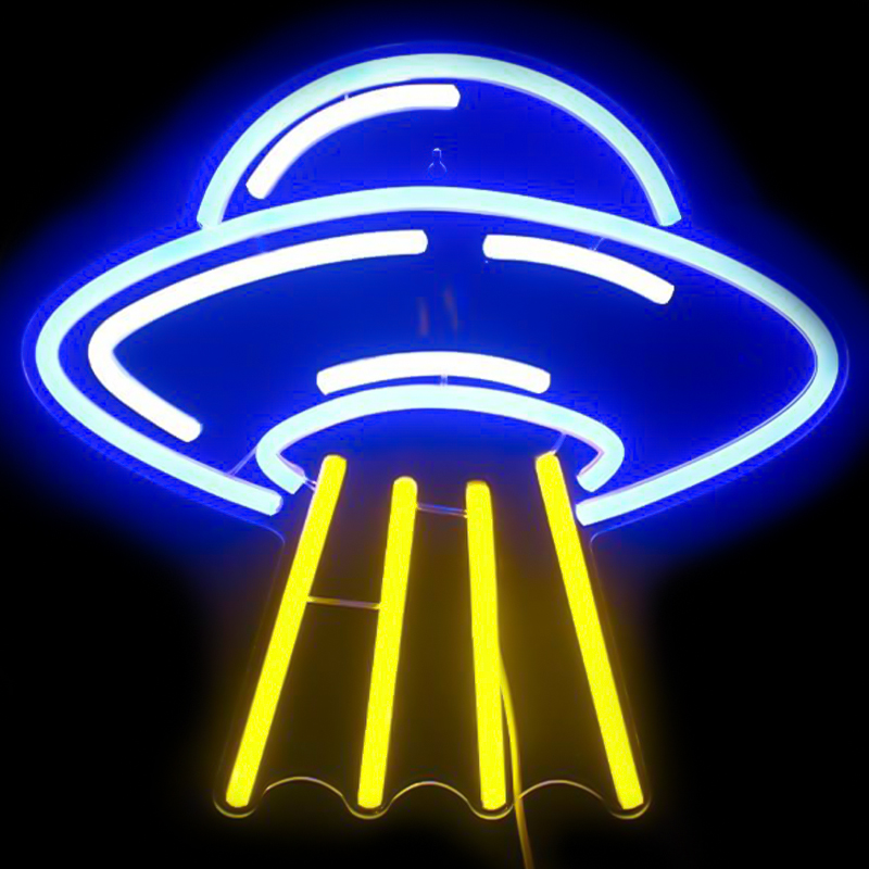 Неоновая настенная лампа UFO Neon Wall Lamp Желтый Синий Неоновая настенная лампа UFO Neon Wall Lamp Желтый Синий в Орле | Loft Concept
