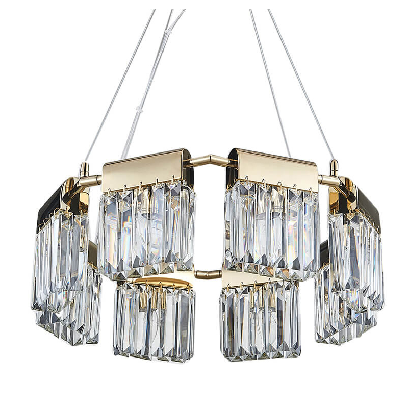 Люстра Crystal Pendants gold 8 Глянцевое золото Прозрачное Стекло Люстра Crystal Pendants gold 8 Глянцевое золото Прозрачное Стекло в Орле | Loft Concept
