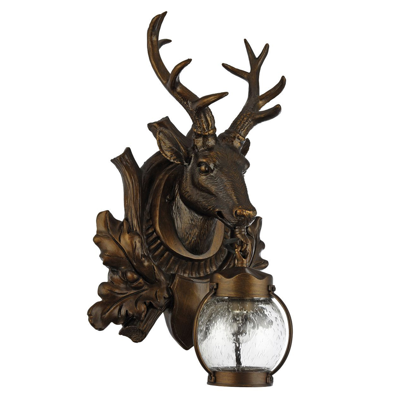 Темно-коричневый уличный светильник с головой оленя ANIMAL LANTERN Коричневый Прозрачный в Орле | Loft Concept 