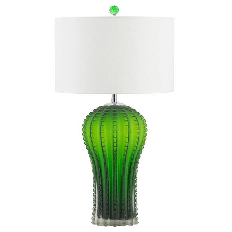 Настольная лампа с тканевым абажуром и основанием в форме кактуса Cactus Table Lamp Белый Зеленый в Орле | Loft Concept 