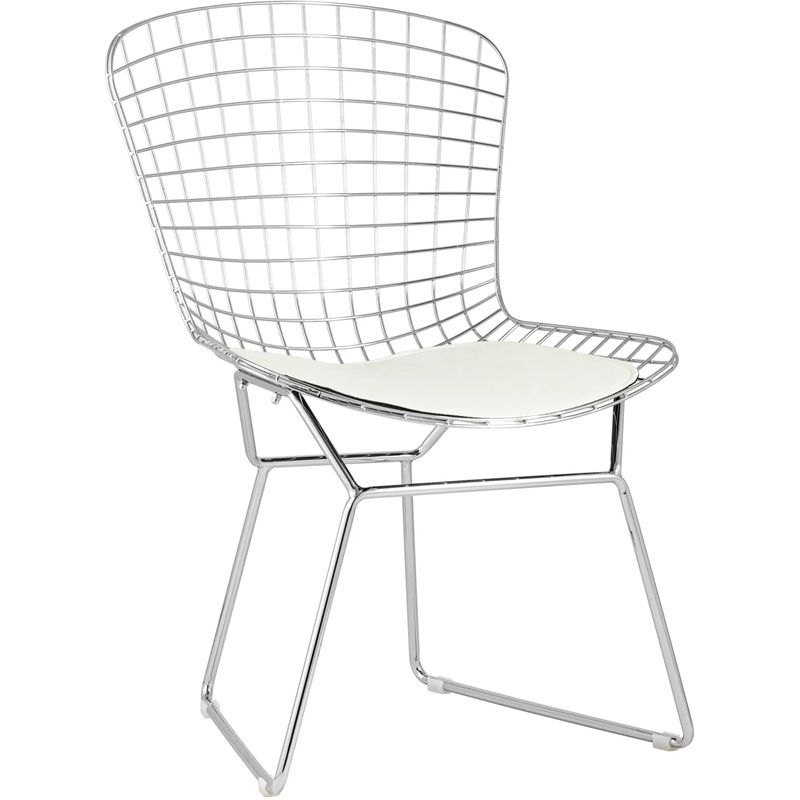 Стул Bertoia Chair Хромированный с Белой подушкой Хром Белый Стул Bertoia Chair Хромированный с Белой подушкой Хром Белый в Орле | Loft Concept