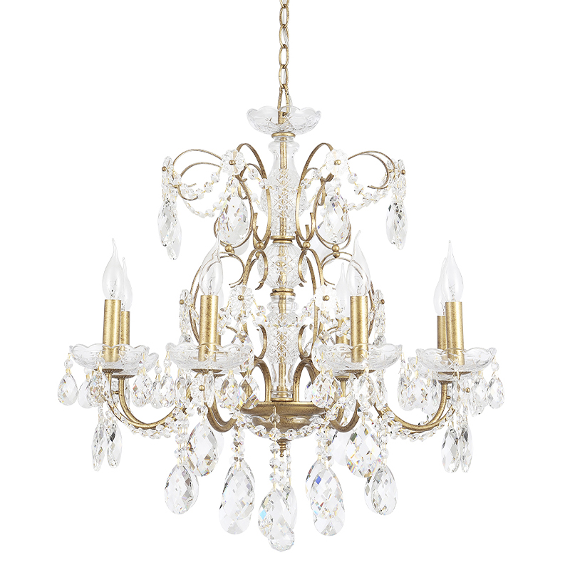 Люстра с хрустальными подвесками и цепочками Диаметр 68 см RH Rococo Iron & Crystal Chandelier Прозрачный Коричневый Золотой Люстра с хрустальными подвесками и цепочками Диаметр 68 см RH Rococo Iron & Crystal Chandelier Прозрачный Коричневый Золотой в Орле | Loft Concept