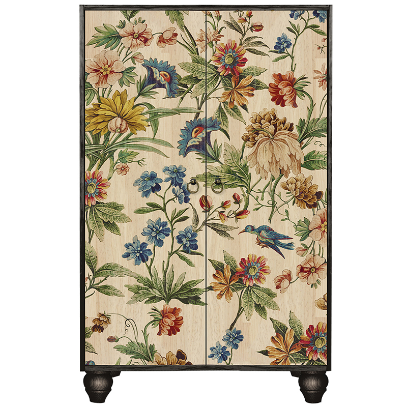 Шкаф с цветочным изображением на дверцах Floral Print Cabinet Мульти Черный Бежевый Шкаф с цветочным изображением на дверцах Floral Print Cabinet Мульти Черный Бежевый в Орле | Loft Concept